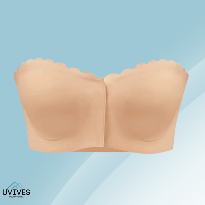 Vielseitiger Damen Sommer BH, trägerlos, nahtlos und atmungsaktiv, ideal für leichte Kleider und Oberteile.