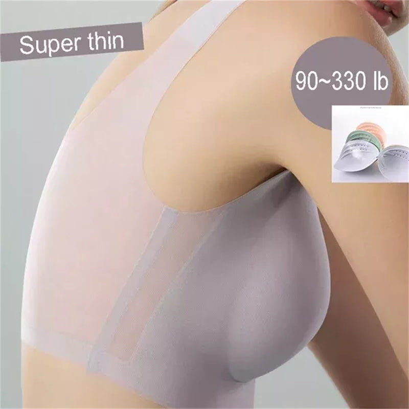 Damen Ultra-Dünner Plus Size Komfort-BH aus Eisseide. Kabellos, atmungsaktiv, ideal für große Größen.