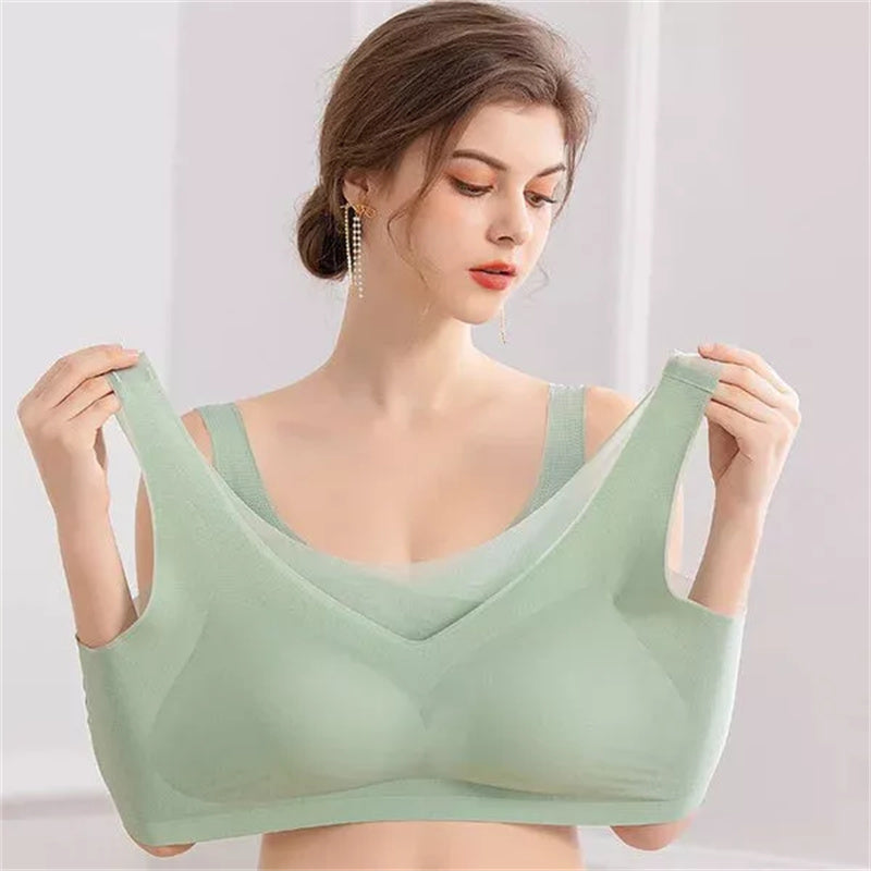 Bequemer, ultradünner Damen Komfort-BH aus Eisseide, kabellos. Plus Size, nahtlos, für den ganzen Tag.