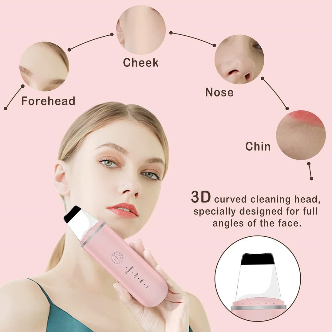 Nahaufnahme des eleganten Damen Ultraschall-Hautscrubbers, bereit zur Gesichtsreinigung & Hautpflege.