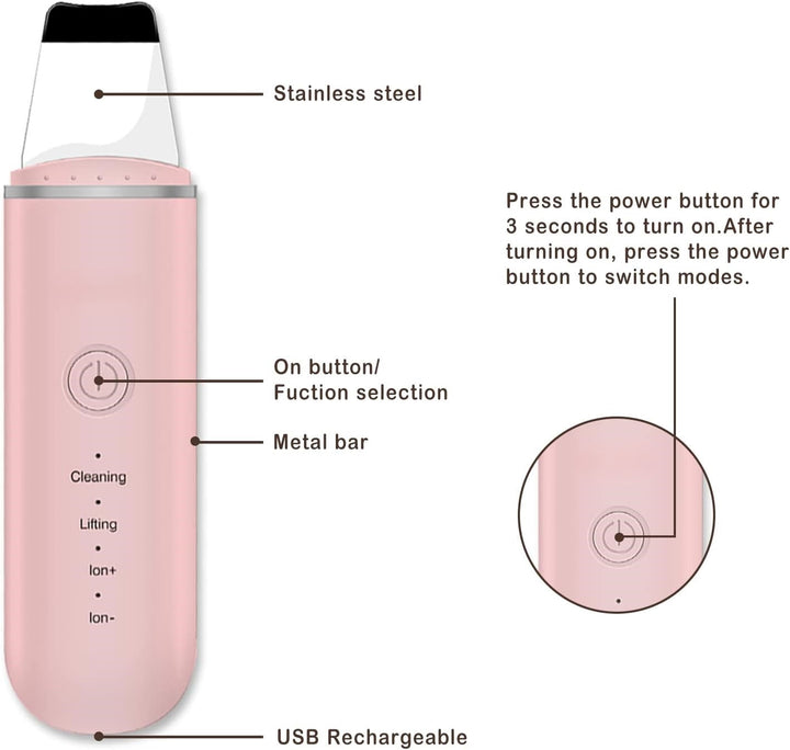 Frau nutzt Ultraschall-Hautscrubber für Damen zur Tiefenreinigung, Exfoliation & gegen Mitesser.
