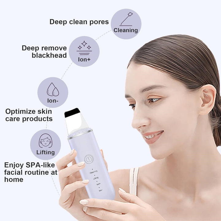 Modernes Ultraschall-Gerät für Damen: Hautscrubber für effektive Gesichtsreinigung, Hautpflege & Exfoliation.