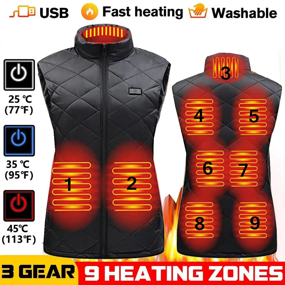Beheizte Damen Weste mit USB-Anschluss, ideal für effektiven Kälteschutz und wohlige Wärme.