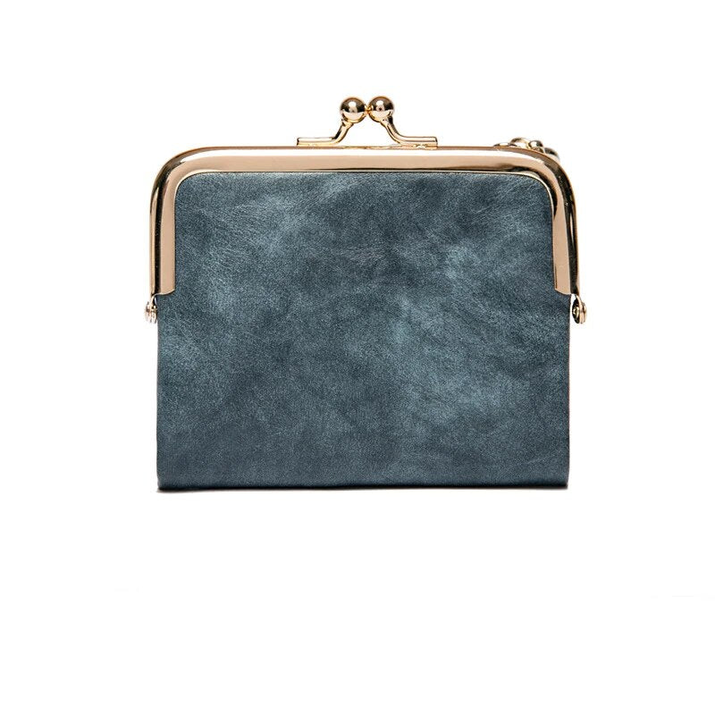 Damen Vintage Geldbörse Kussverschluss, klein & elegant, ideal für Karten und Münzen.