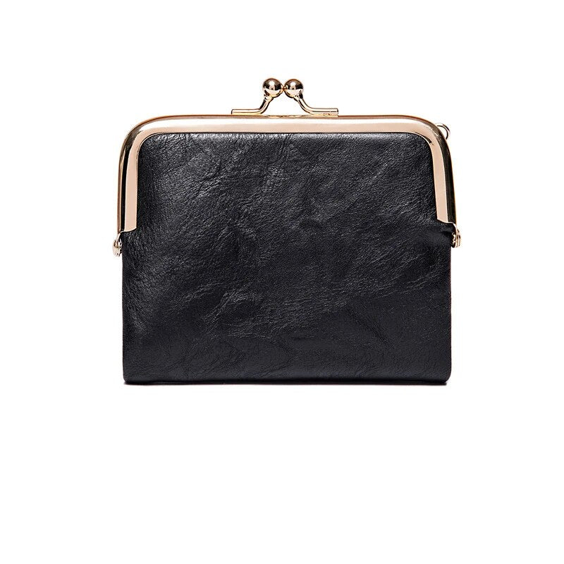Stilvolle Vintage Damen Brieftasche mit sicherem Kussverschluss, kompaktes Mode-Accessoire.
