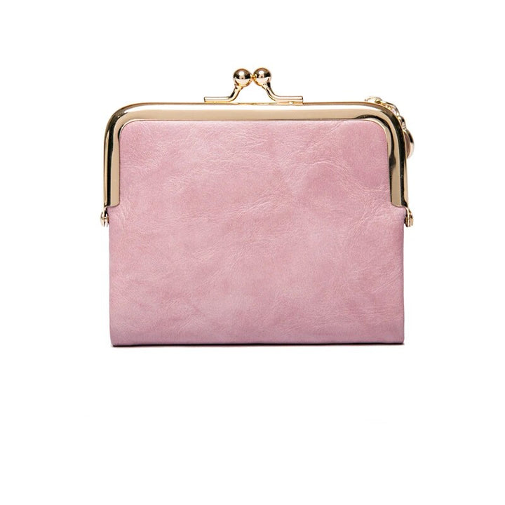 Kurze Damen Geldbörse Vintage mit Kussverschluss, handlich & schick für Handtaschen.