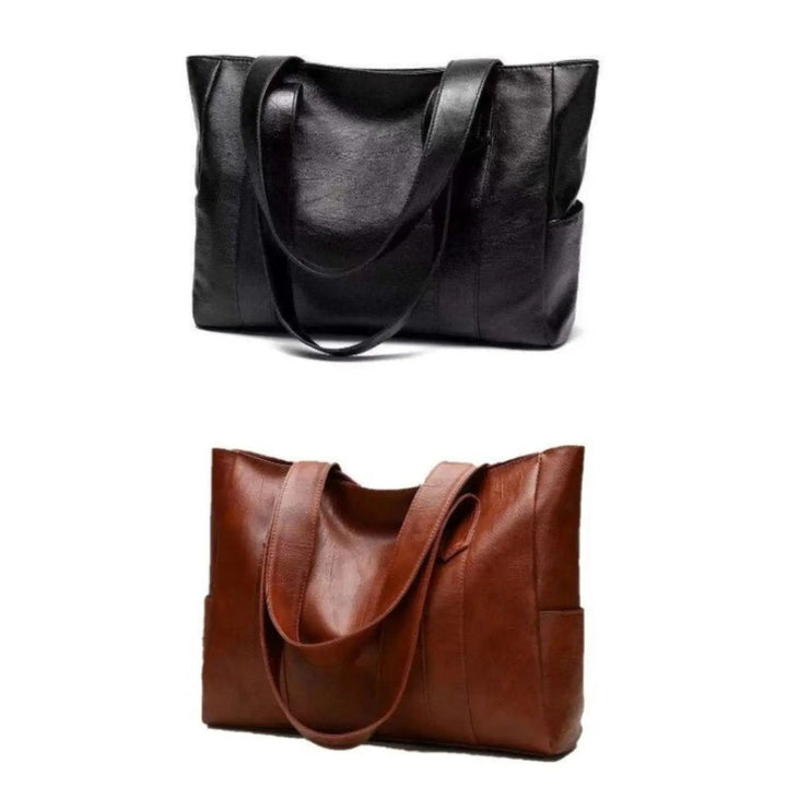 Vordere Ansicht der eleganten Damen Vintage Schultertasche aus PU Leder.