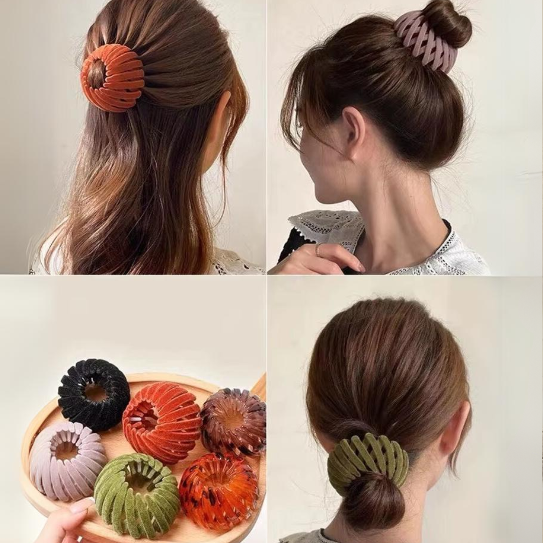 Schwarze & braune Vogelnest-Haarclips für Damen. Elegantes 3er-Set Haarschmuck für diverse Looks.