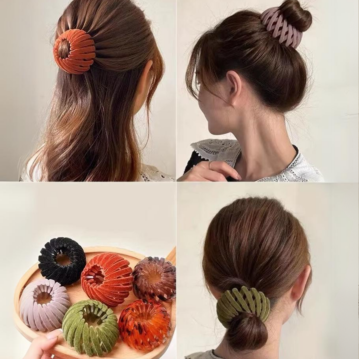 Schwarze & braune Vogelnest-Haarclips für Damen. Elegantes 3er-Set Haarschmuck für diverse Looks.