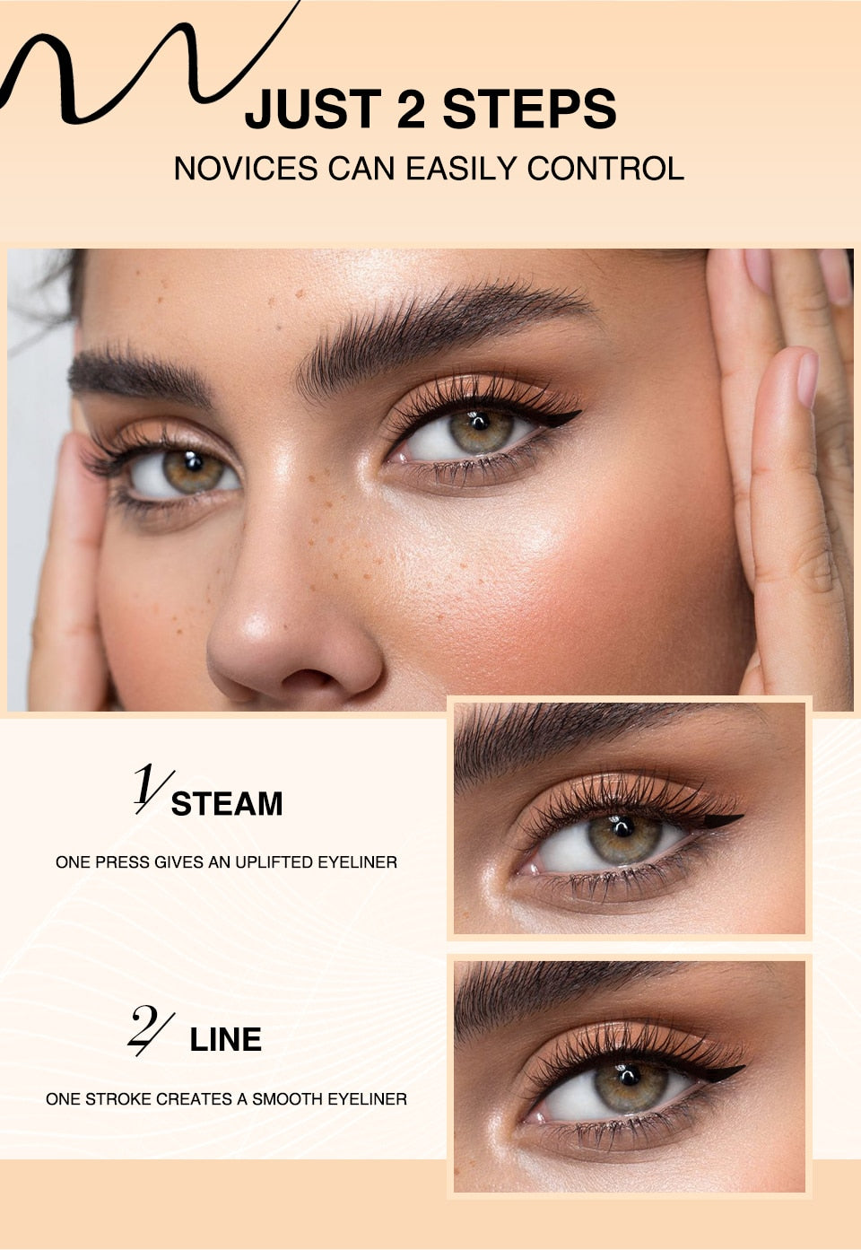 Dieser wasserfeste Eyeliner für Damen mit Flügelstempel garantiert wischfeste Beauty-Looks.