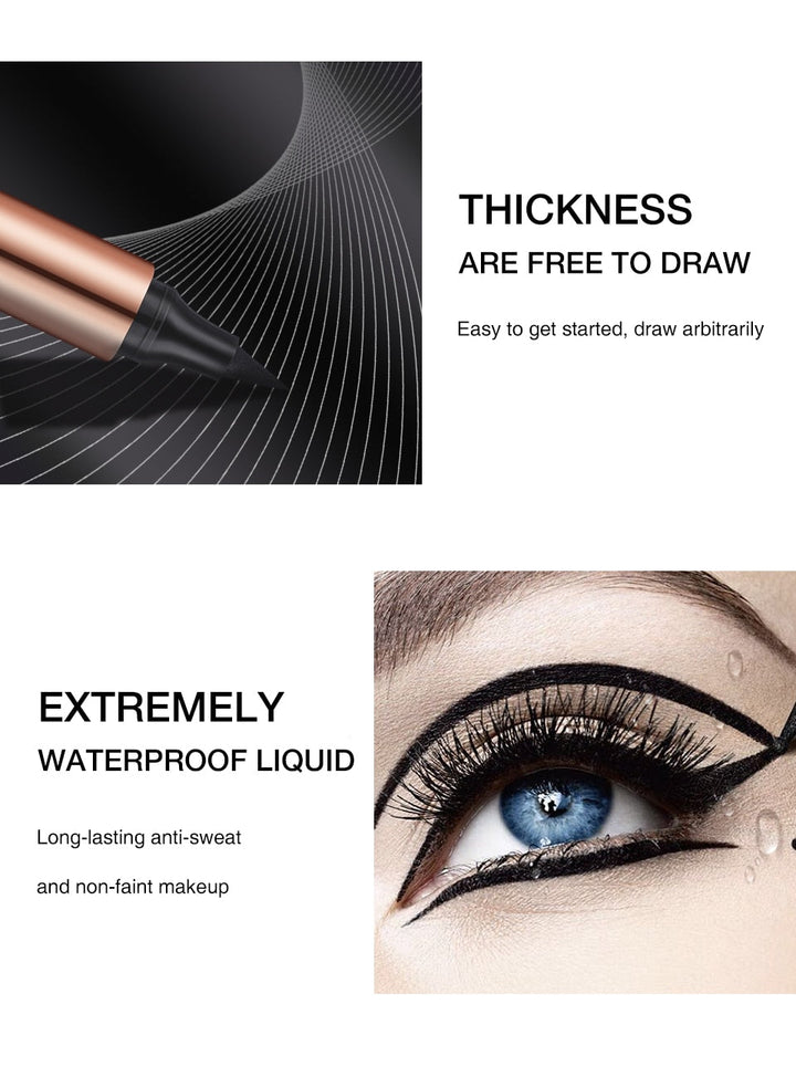Schnelltrocknender Eyeliner für präzise Ergebnisse; wasserfest und mit praktischem Flügelstempel.