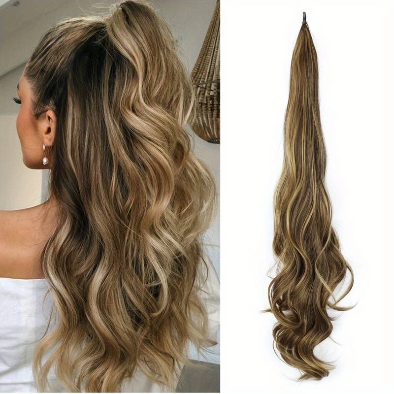 Damen Wickel-Pferdeschwanz für sofortiges Volumen & Länge. Einfaches Haarstyling Haarteil.