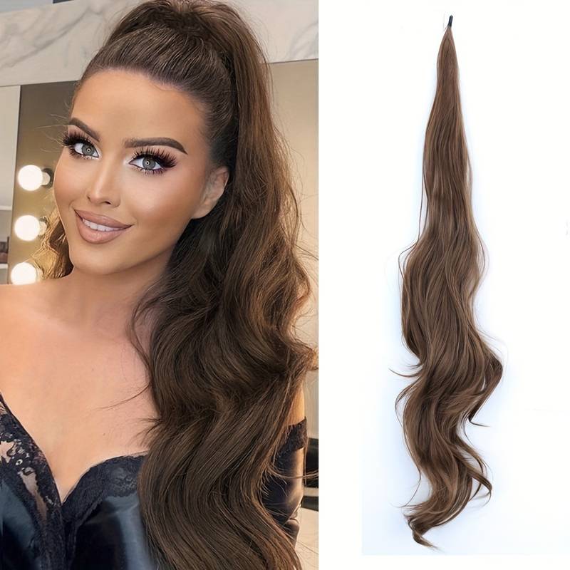 Damen Pferdeschwanz Haarteil: Schnelle Haarverlängerung & Volumen. Leichtes Styling Accessoire mit Wellen.
