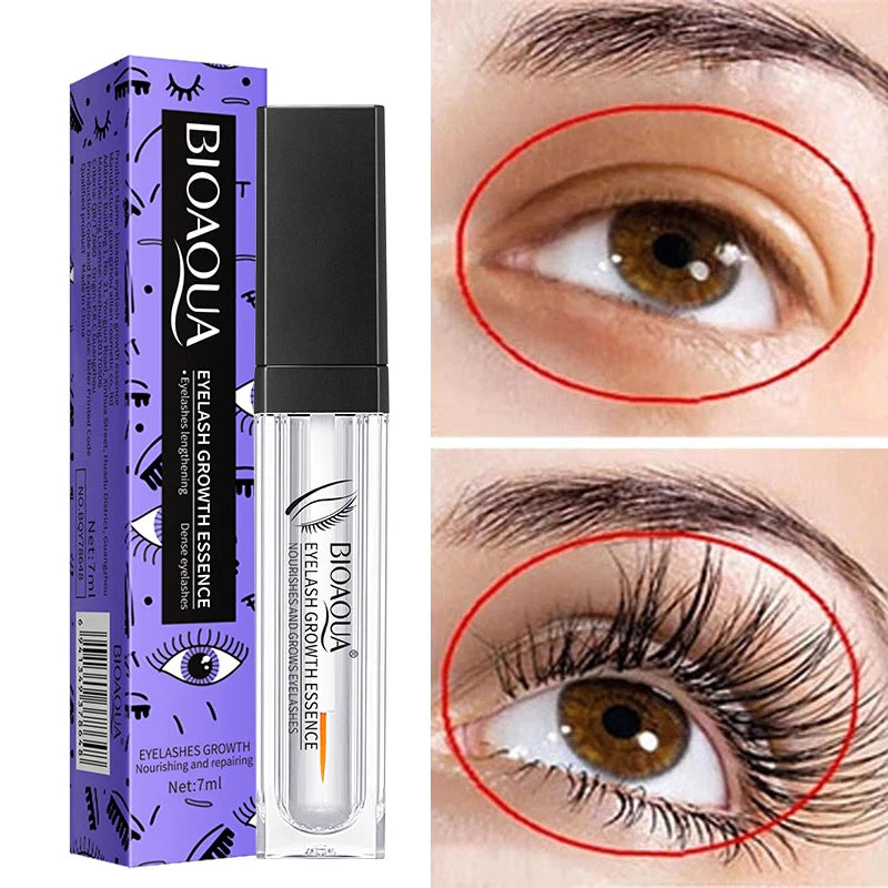Frau trägt Wimpernserum präzise auf, fördert Wimpernwachstum für längere & vollere Wimpern.