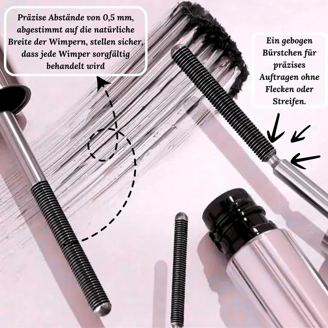 Vorher-Nachher-Bild: Wimperntusche verleiht Wimpern sofort mehr Volumen & Definition.