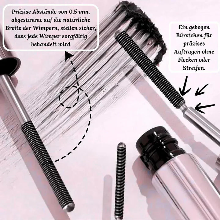 Vorher-Nachher-Bild: Wimperntusche verleiht Wimpern sofort mehr Volumen & Definition.