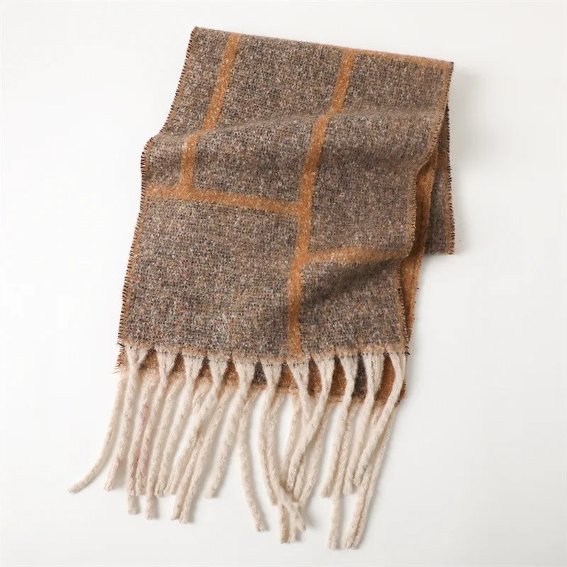 Damen Winter-Schal & Stola aus weichem Kaschmir-Pashmina-Mix mit eleganten Fransen.