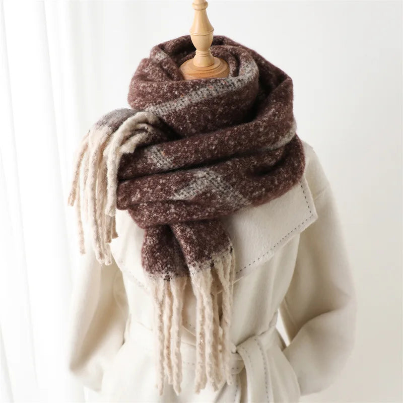 Vielseitige Kaschmir-Pashmina-Stola für Damen mit Fransen, ideal als wärmender Winterschal.
