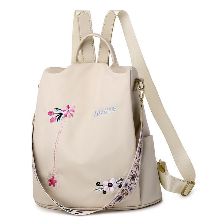 Robuster wasserdichter Damen-Tagesrucksack, bestickt; ideal für täglichen Gebrauch und Kurztrips.