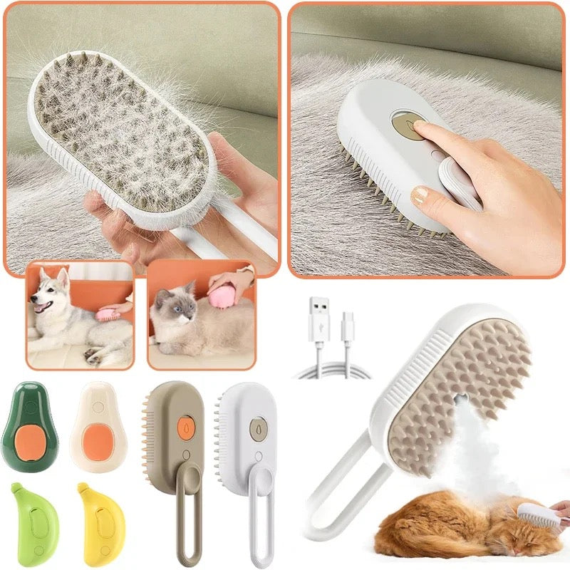 Effektive Tierbürste: Dampfbürste für Katzen & Hunde, ideal zur Massage und Pflege des Fells.