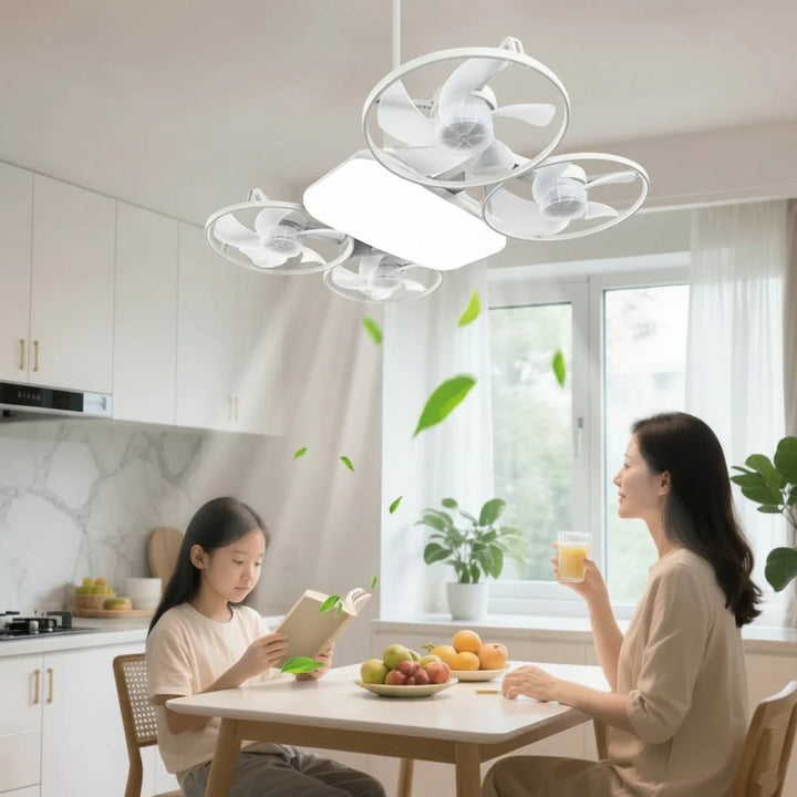 Eleganter Deckenventilator mit Lichtfunktion. Faltbar, leise & energieeffizient für jedes Zuhause.
