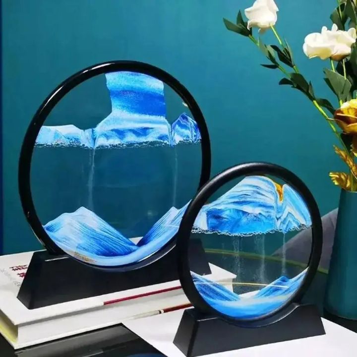 Beruhigende 3D Sandkunst-Sanduhr, die Tiefsee-Landschaften bildet, ideal zur Entspannung & Stressabbau.