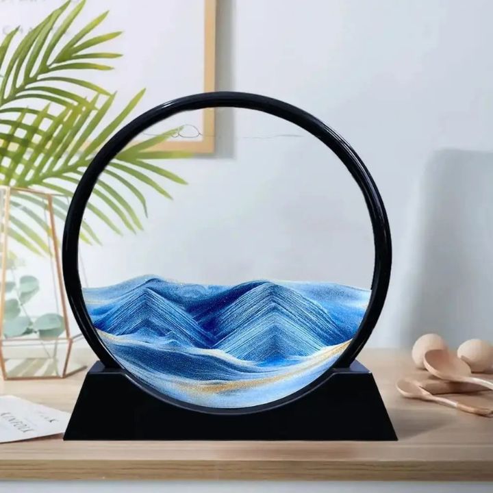 Meditationshilfe & Stressabbau: 3D Sandkunst Sanduhr mit fließendem Tiefsee-Sand zur Beruhigung.