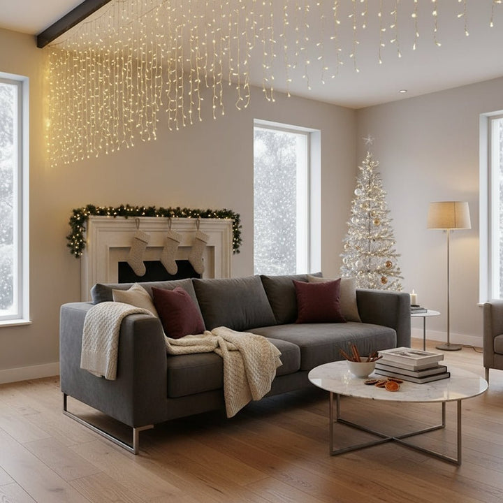 Festliche 5m LED-Lichterkette für stimmungsvolle Weihnachtsbeleuchtung innen & außen, 8 Leuchtmodi.