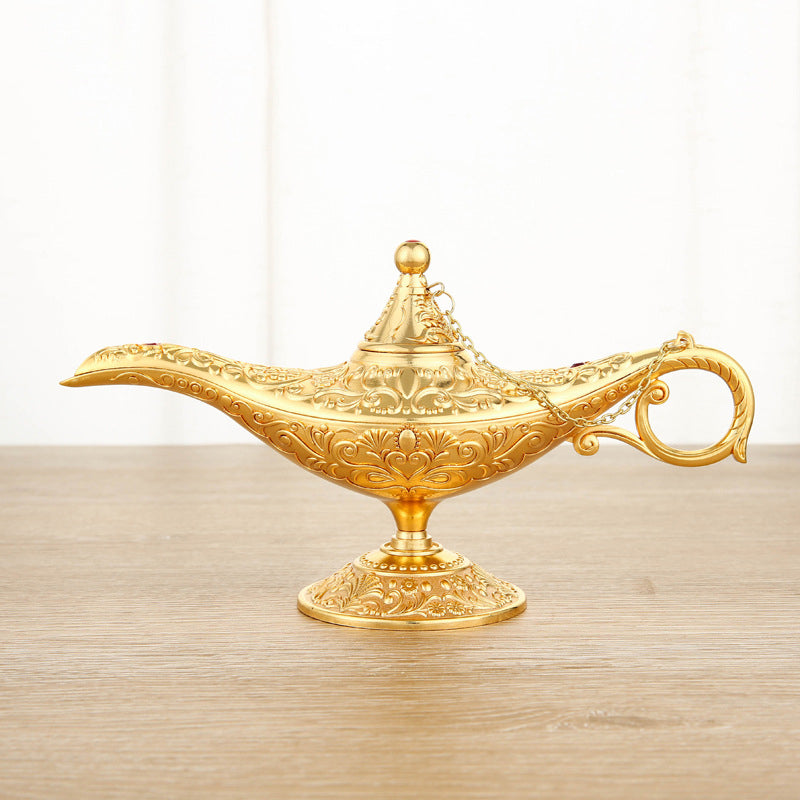 Dekorative Aladdin Wunderlampe aus Legierung, ein mystisches orientalisches Ornament für Zuhause.