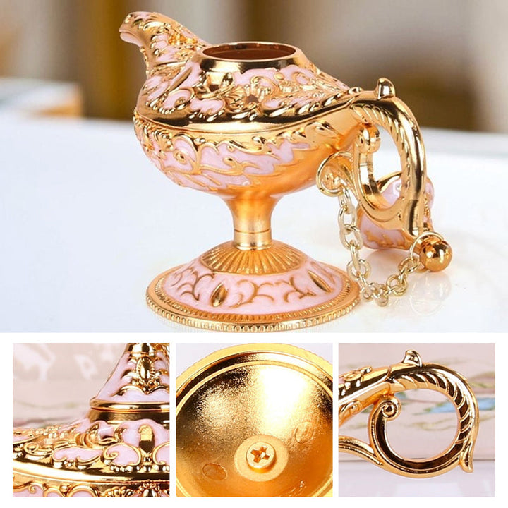 Geschenkidee: Dekorative Aladdin Lampe aus Legierung, ein mystisches Märchen-Sammlerstück.