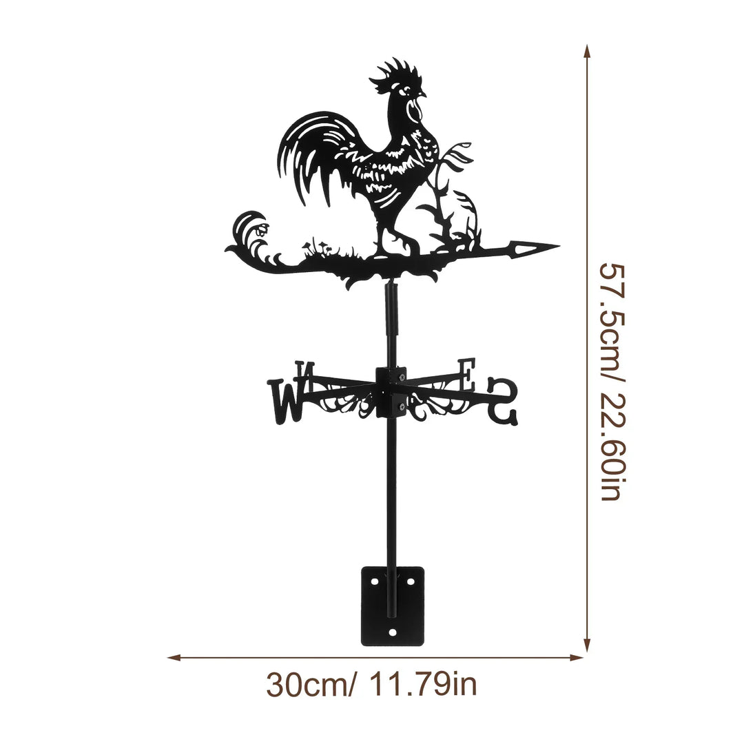Klassische Hahn-Wetterfahne aus wetterbeständigem Metall, perfekt für Dach & Gartendekoration.