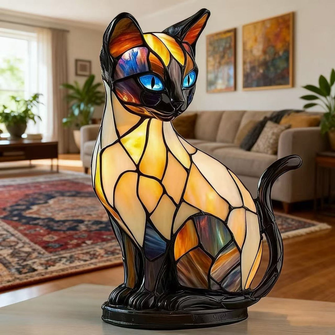Elegante Katzenlampe in modernem Design, auch unbeleuchtet ein Blickfang als Wohnraum-Deko im Schlafzimmer.