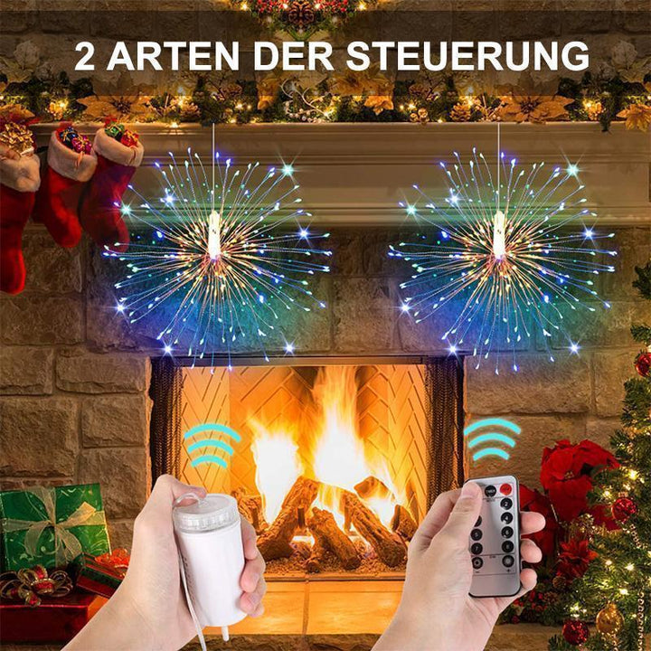 Funkelnde LED-Feuerwerk Gartenleuchten für Außen. Ideal für Terrasse, Balkon & Partybeleuchtung. Batteriebetrieben.