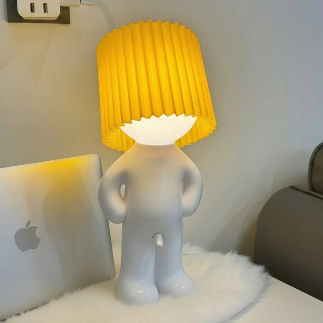 Nahaufnahme der leuchtenden LED Lampe, die ein weiches, stimmungsvolles Licht verbreitet.