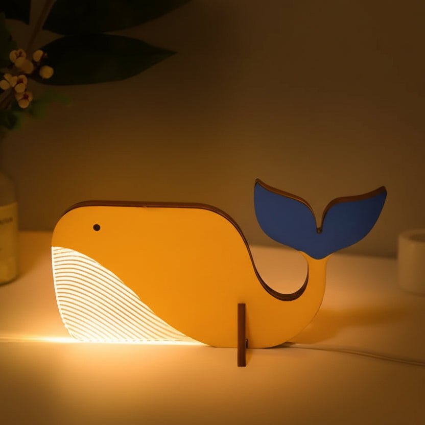 Niedliche LED-Bärenlampe aus Holz, als Nachtlicht & Dekoration im Kinderzimmer oder Spielzimmer, warmes Licht.