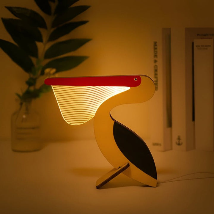 Handgefertigte LED-Holzlampe als Tier-Dekoration, stylisches Nachtlicht für Kinderzimmer, umweltfreundlich & sicher.