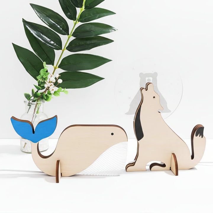 Sanft leuchtende LED-Kinderlampe aus Holz, Tierform, sicheres Nachtlicht ohne Blendung für Jungen & Mädchen im Kinderzimmer.