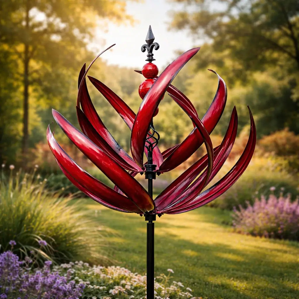 Gartendeko: Metall-Wetterfahne mit Lotus-Motiv, wetterfest, UV-beständig & ein schönes Windspiel.