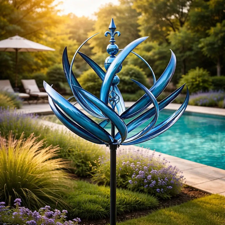 Robuste Wetterfahne Lotus aus Metall, dekorativ & wetterfest für den Garten. Ideal als Windspiel.