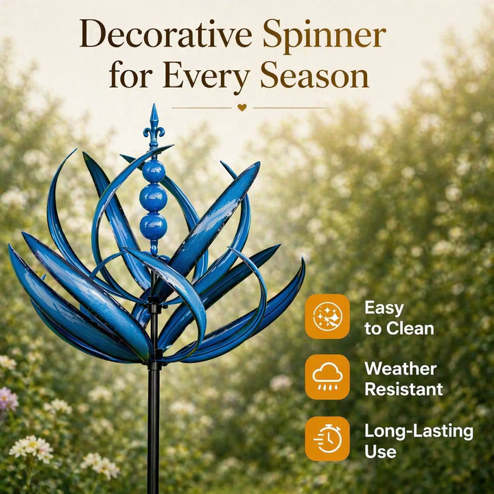 Stilvolle Wetterfahne mit Lotus-Design aus robustem Metall, perfekt als Windspiel im Garten.