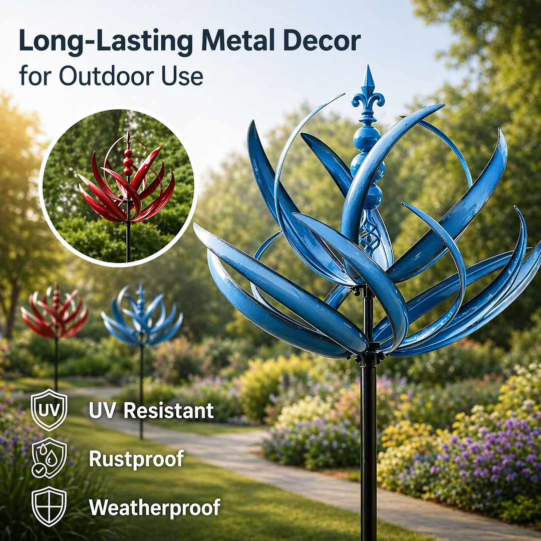 Garten-Wetterfahne "Lotus" aus UV-beständigem Metall, hochwertig & dekorativ für den Außenbereich.
