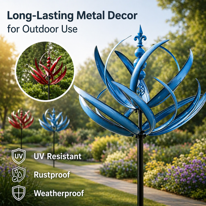 Garten-Wetterfahne "Lotus" aus UV-beständigem Metall, hochwertig & dekorativ für den Außenbereich.