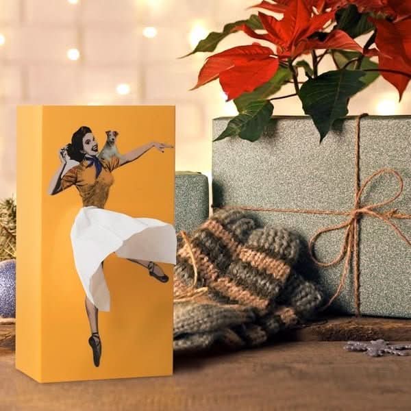Dekorative Taschentuchbox mit verspieltem Rock-Design, ideal für modernes Zuhause und Wohnkultur.