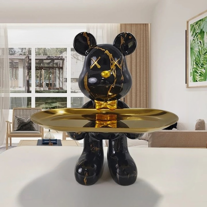 Dekorativer Bär Skulptur mit Ablagefach für Schlüssel & Schmuck. Modernes Wohnaccessoire.
