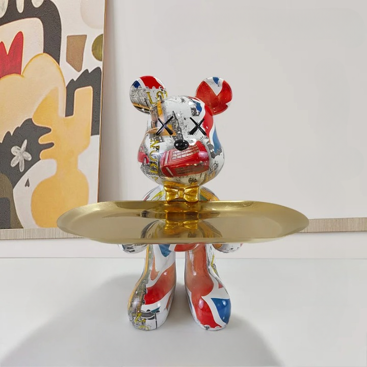 Multifunktionale Bär Harzfigur: Skulptur, Schlüsselablage, Schmuckablage.