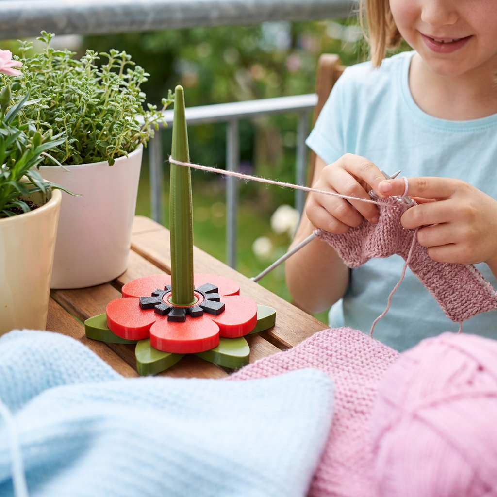 DIY Garnhalter Blumen-Ständer für Wolle, fördert Kreativität beim Stricken und Häkeln.