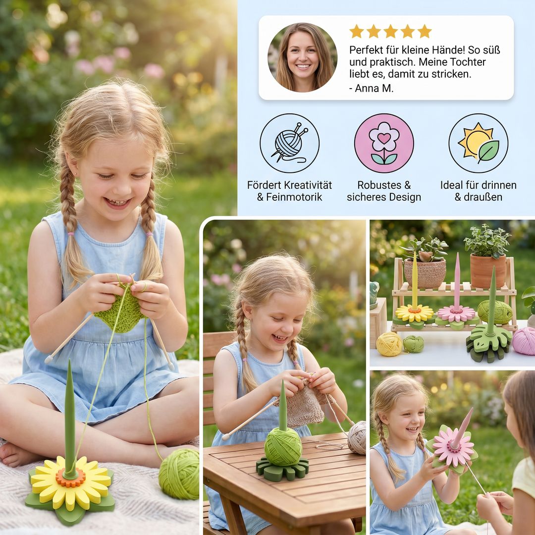 Praktischer Woll-Organizer im Blumen-Design für DIY Stricken, Häkeln und kreative Projekte.