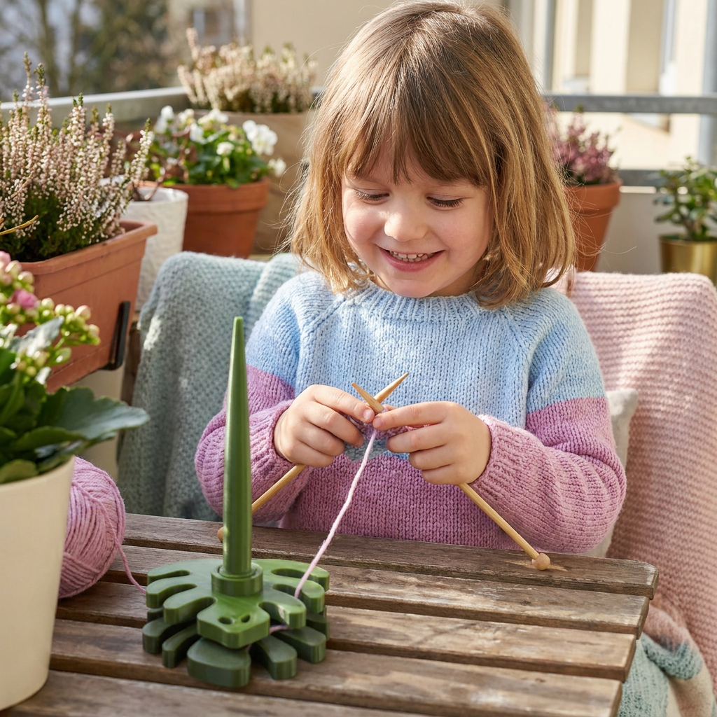 Hochwertiger Garnhalter im Blumen-Design für alle Handarbeits-Liebhaber. Wolle-Organizer.