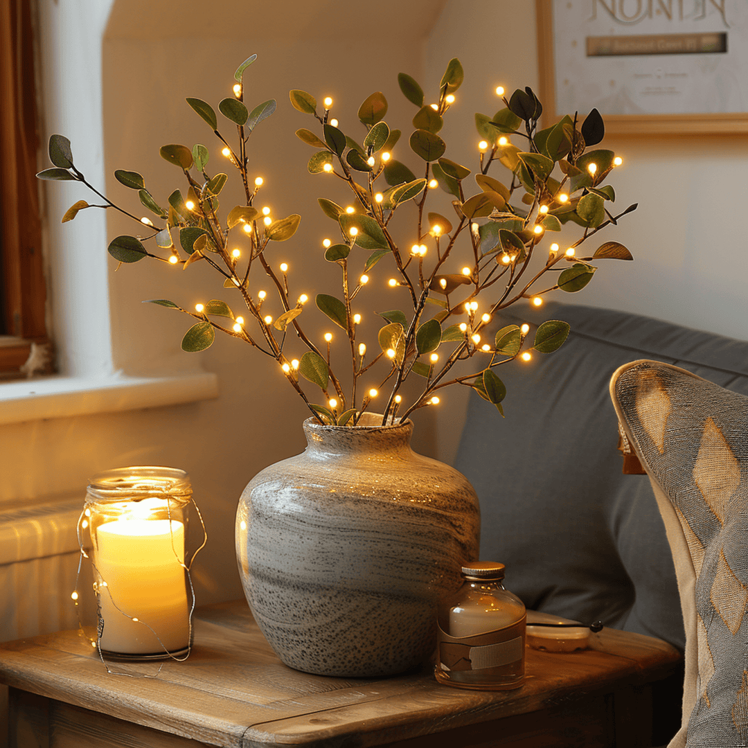 Batteriebetriebener LED-Kirschblüten-Zweig für zauberhaftes Stimmungslicht im Wohn- und Schlafzimmer.
