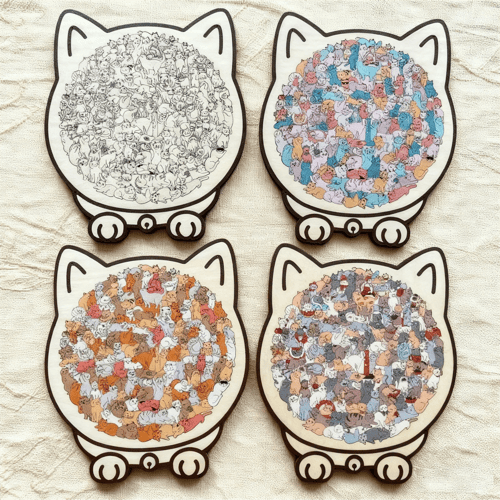 Stylisches Tierpuzzle Katze aus Holz als Deko-Element & kreatives Geschenk für Katzenliebhaber.